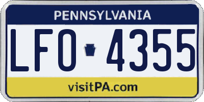 PA license plate LFO4355