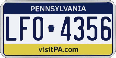 PA license plate LFO4356