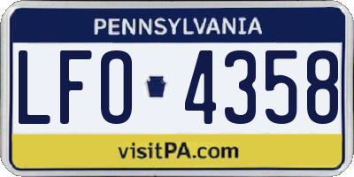 PA license plate LFO4358