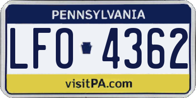 PA license plate LFO4362