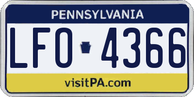 PA license plate LFO4366