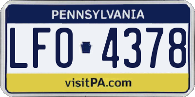 PA license plate LFO4378