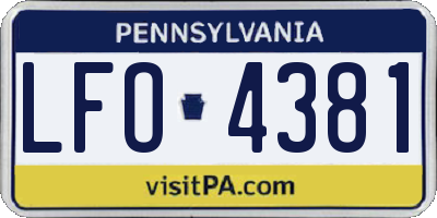 PA license plate LFO4381