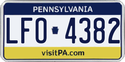 PA license plate LFO4382