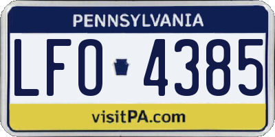 PA license plate LFO4385