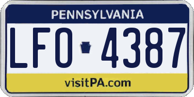 PA license plate LFO4387