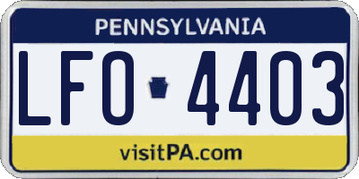 PA license plate LFO4403