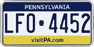 PA license plate LFO4452