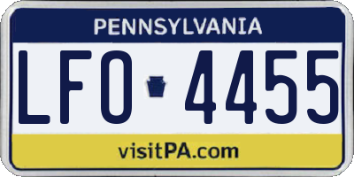 PA license plate LFO4455