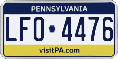 PA license plate LFO4476