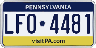PA license plate LFO4481