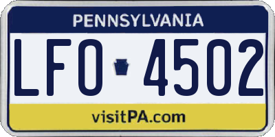 PA license plate LFO4502