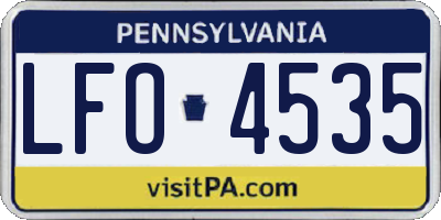 PA license plate LFO4535