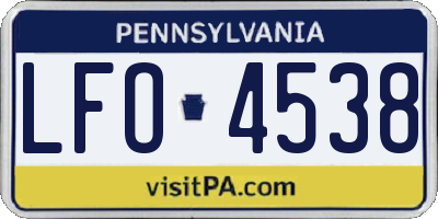 PA license plate LFO4538