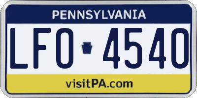 PA license plate LFO4540