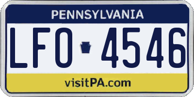 PA license plate LFO4546