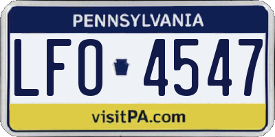 PA license plate LFO4547