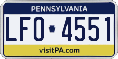 PA license plate LFO4551