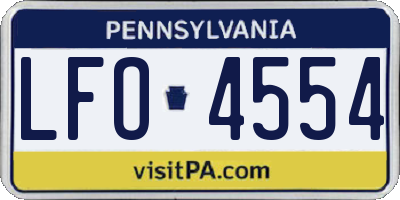 PA license plate LFO4554