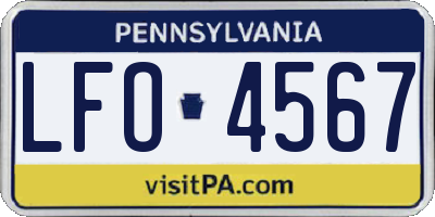 PA license plate LFO4567