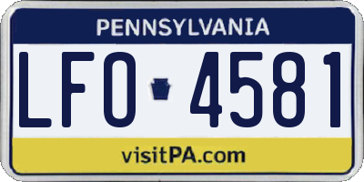 PA license plate LFO4581