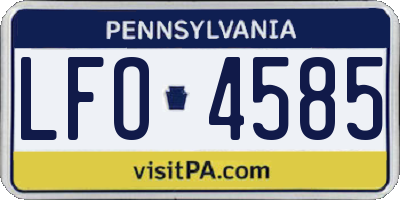 PA license plate LFO4585