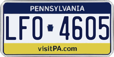PA license plate LFO4605