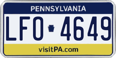 PA license plate LFO4649