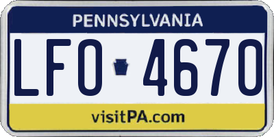 PA license plate LFO4670