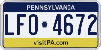 PA license plate LFO4672