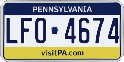 PA license plate LFO4674