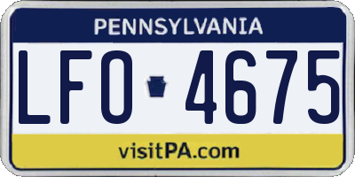 PA license plate LFO4675