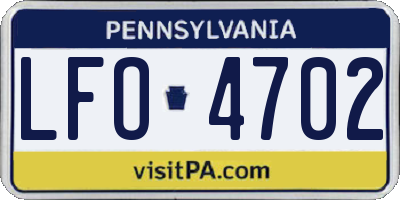 PA license plate LFO4702