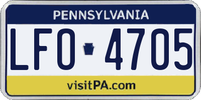 PA license plate LFO4705