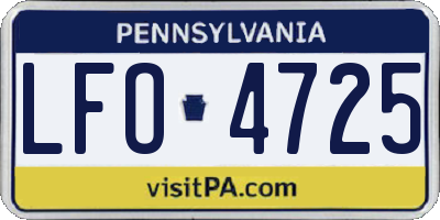 PA license plate LFO4725