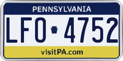 PA license plate LFO4752