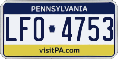 PA license plate LFO4753