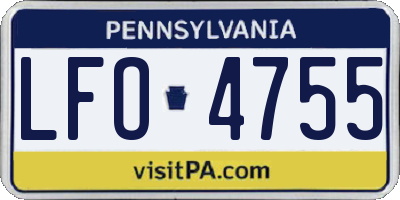 PA license plate LFO4755