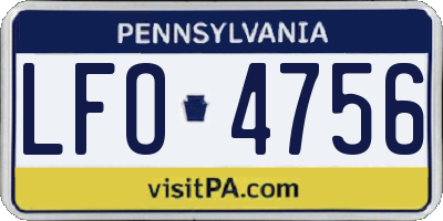 PA license plate LFO4756