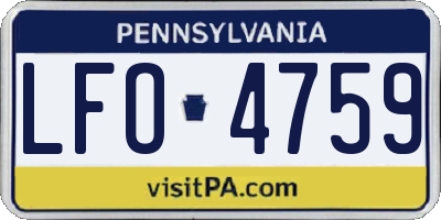 PA license plate LFO4759