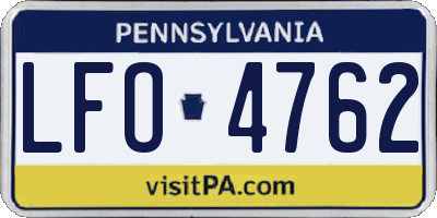 PA license plate LFO4762