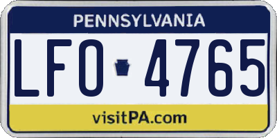 PA license plate LFO4765