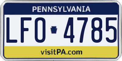 PA license plate LFO4785