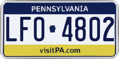 PA license plate LFO4802