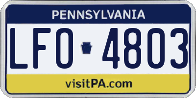 PA license plate LFO4803