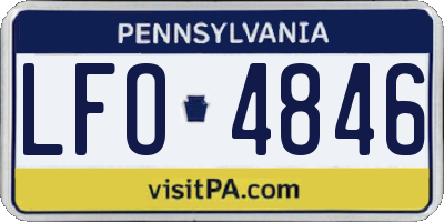 PA license plate LFO4846