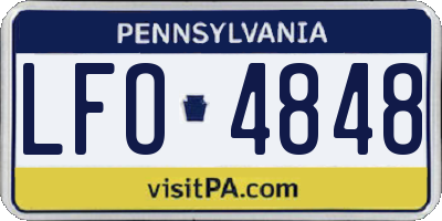 PA license plate LFO4848