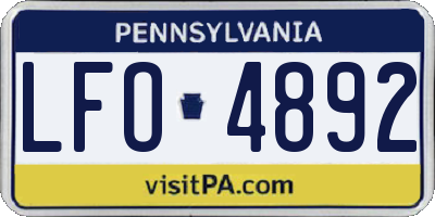 PA license plate LFO4892
