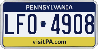 PA license plate LFO4908