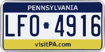 PA license plate LFO4916